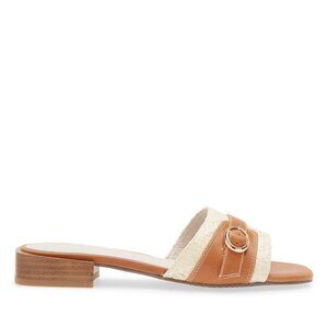 NEW Chocolat Blu Briella Slides GENUINE LEATHER & RAFFIA 5M3